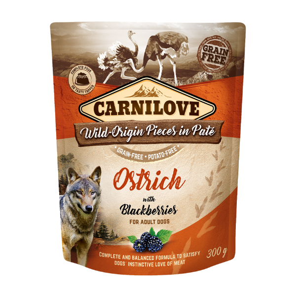 Ostrich with Blackberries Wet Dog Food